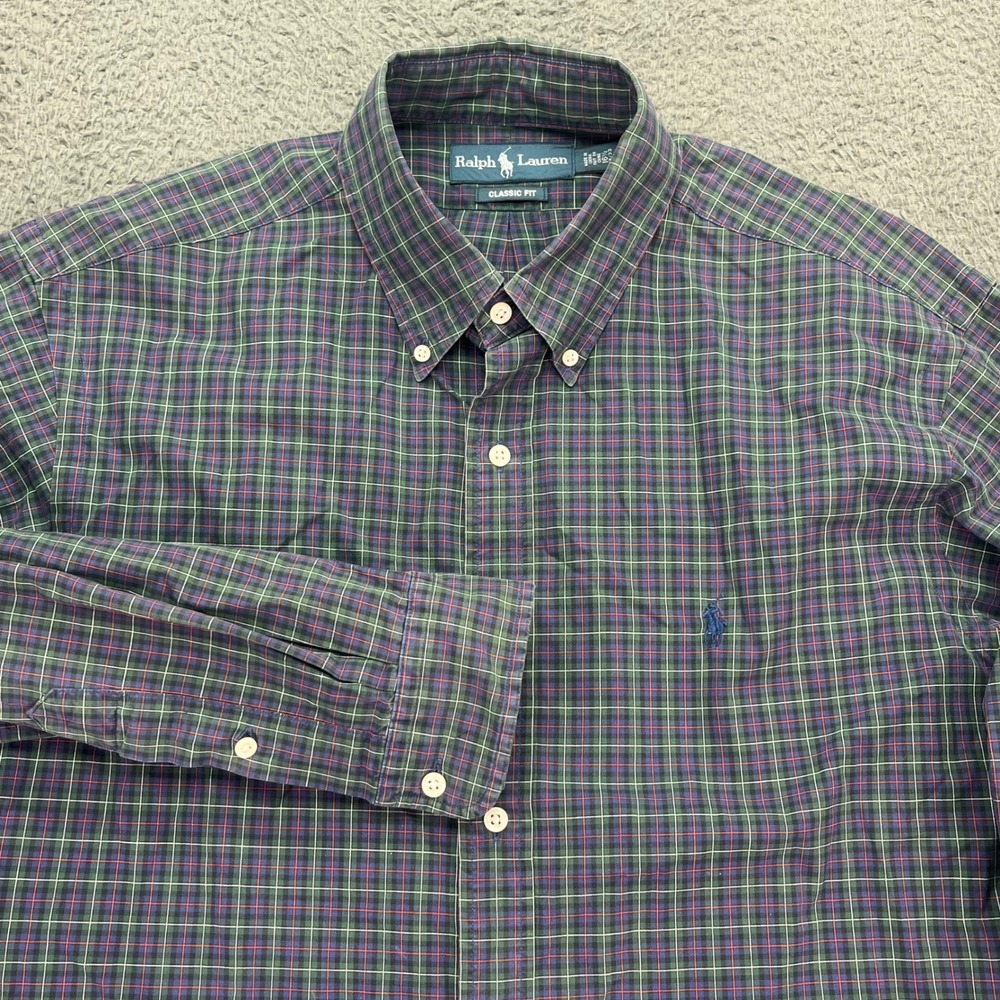 Polo Ralph Lauren Classic Fit Plaid Button Down Shirt Men's Size 16‎ 1/2 32/33